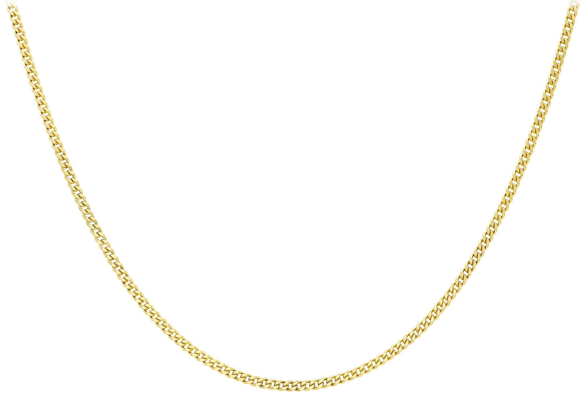 9K Yellow Gold Solid Diamond Cut Curb Chain 40cm