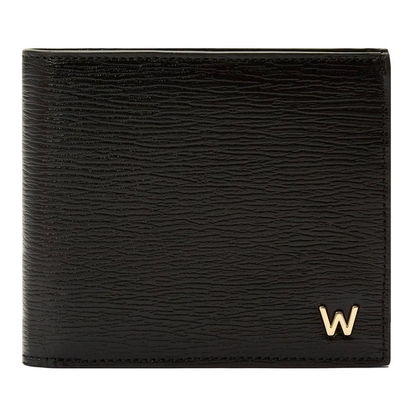 Wolf Black Leather Billfold Wallet with Logo 774002