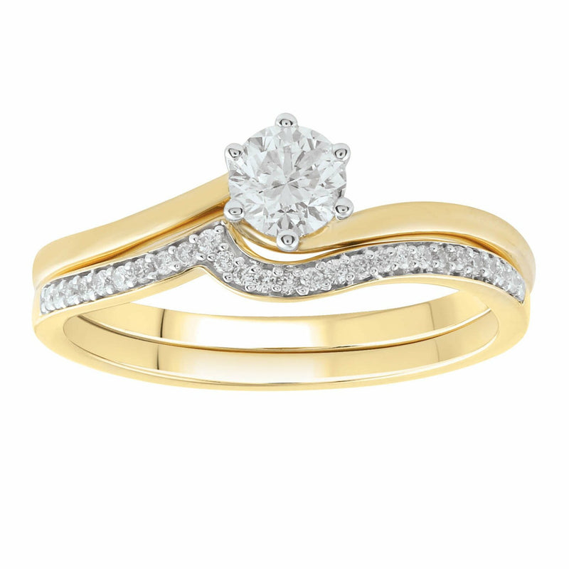 Gold diamond deals wedding ring sets