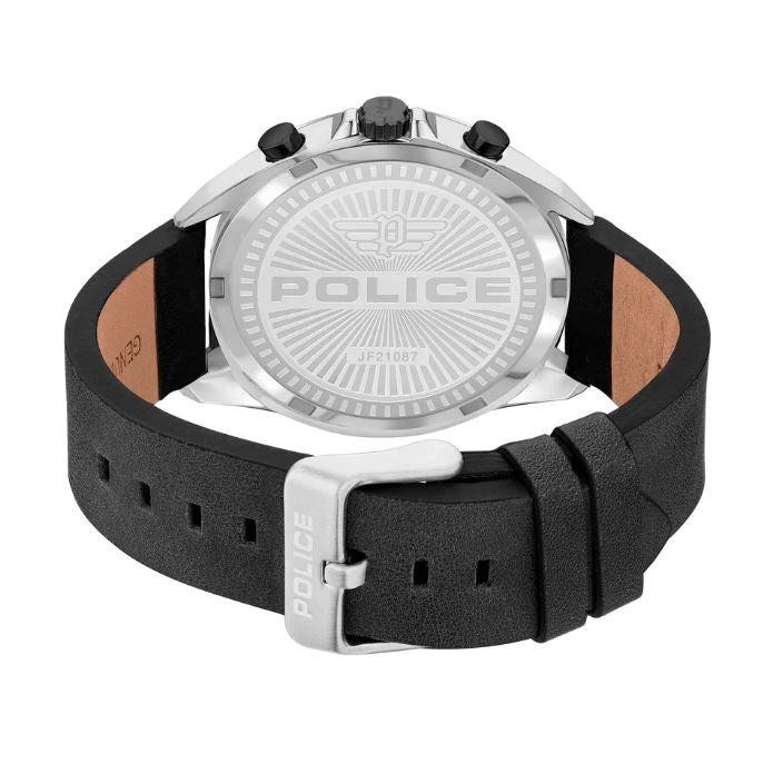 Police Zenith Black Leather Strap Watch PEWJF2108701