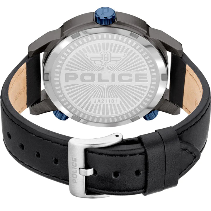 Police Vibe Black Leather Strap Watch PEWJA2118102