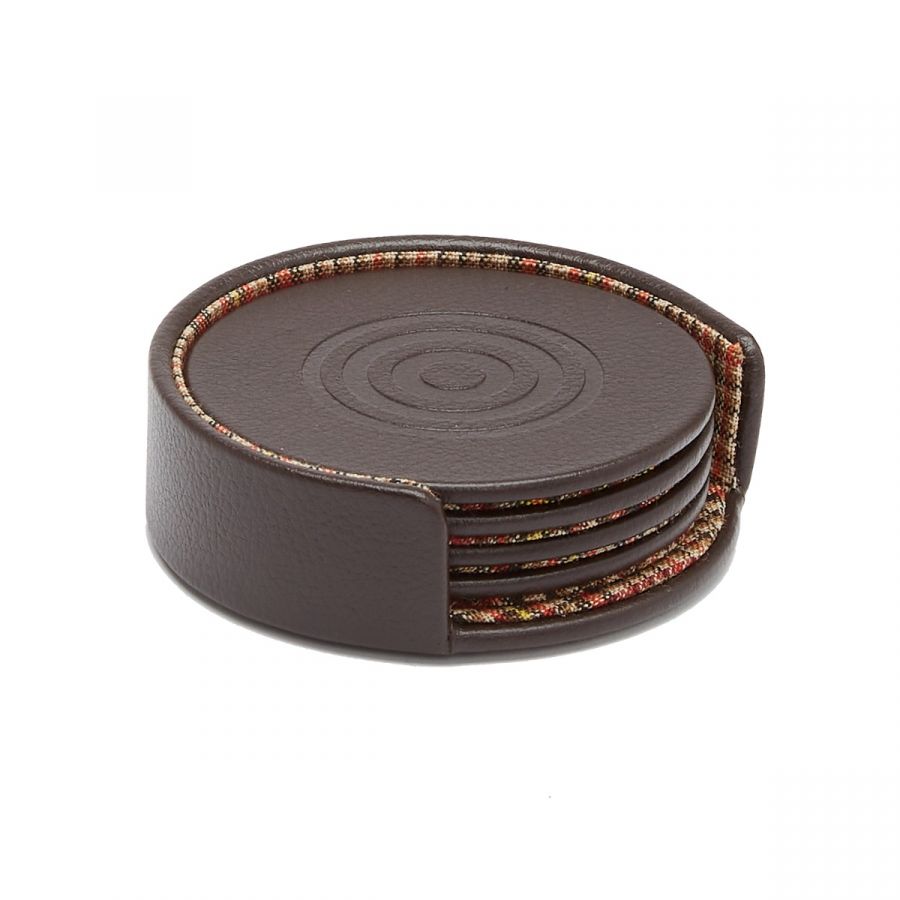 Wolf WM Brown Set of 4 Coasters with Case