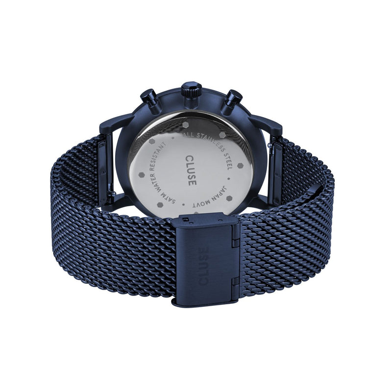 Cluse Mens Aravis Chronograph Full Blue Mesh