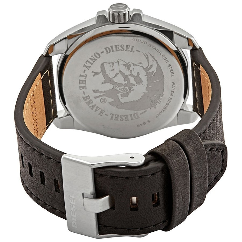 Diesel MS9 Stainless-Steel Black Leather Watch