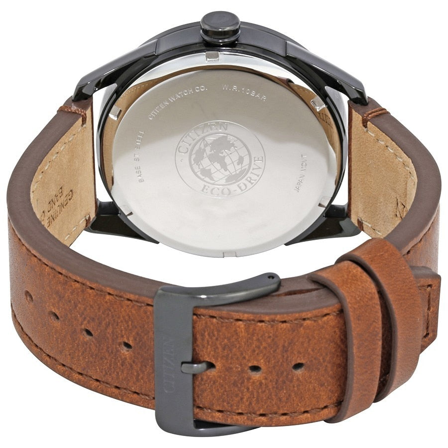 Citizen Cto Black Dial Brown Leather Mens Watch
