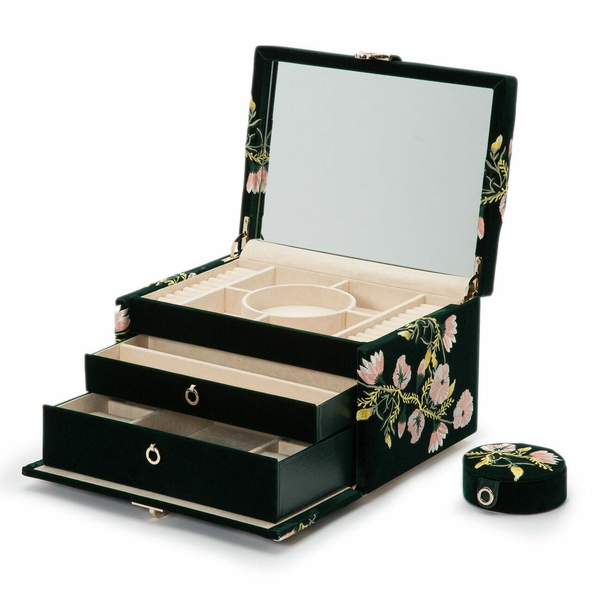 UK発【WOLF】 forest green floralベルベットジュエリーボックス UK発【WOLF】 forest green floralベルベットジュエリーボックス