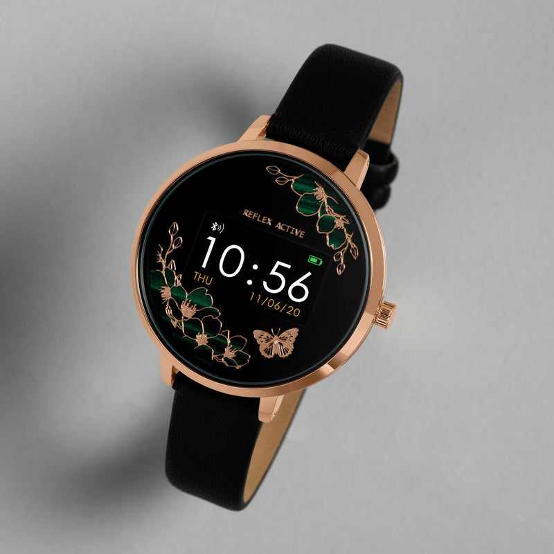 Reflex Active Series 3 Rose Gold Black Floral Smart Watch