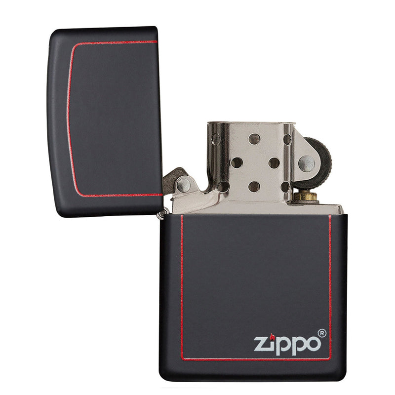 Zippo 218ZB Black Matte with Zippo Print and Border Lighter