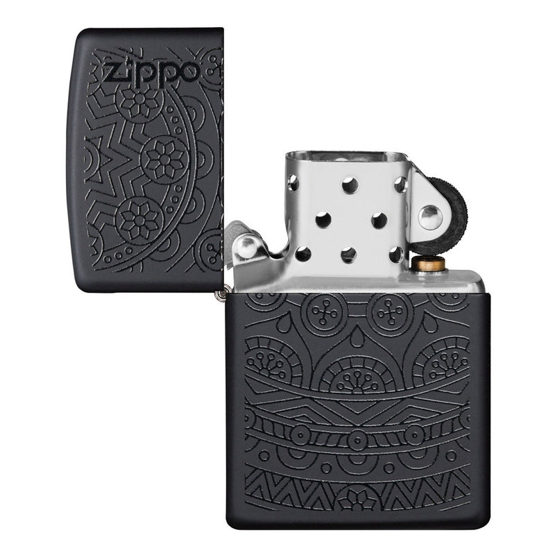 Zippo Swirl Pattern Black Matte Tone On Tone Lighter