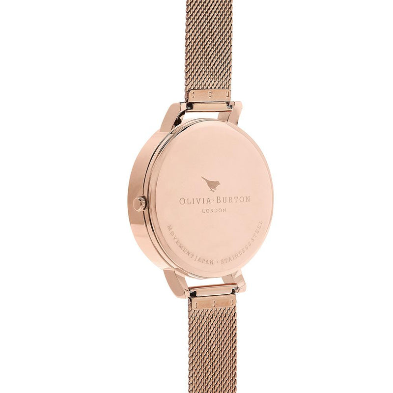 Olivia Burton Semi Precious Rose Gold Mesh Watch - Rose Gold