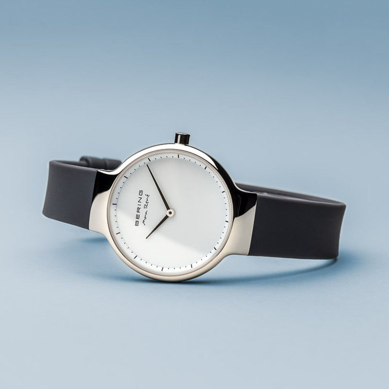 Bering Max René Polished Silver Silicone Watch