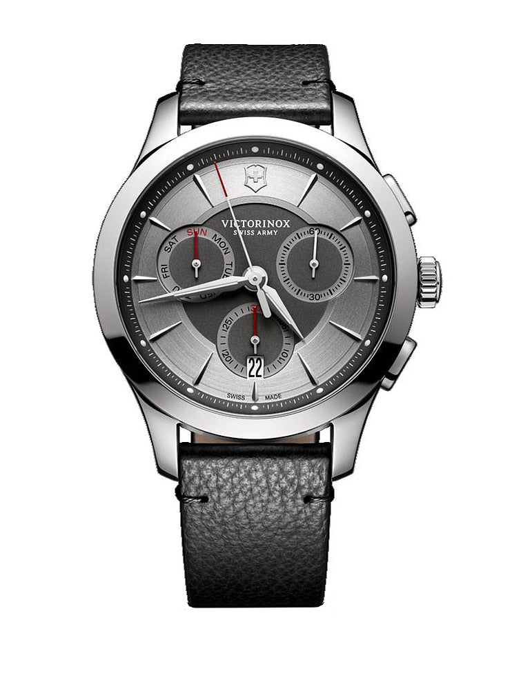 Victorinox Alliance Silver Dial Mens Chronograph Leather Watch