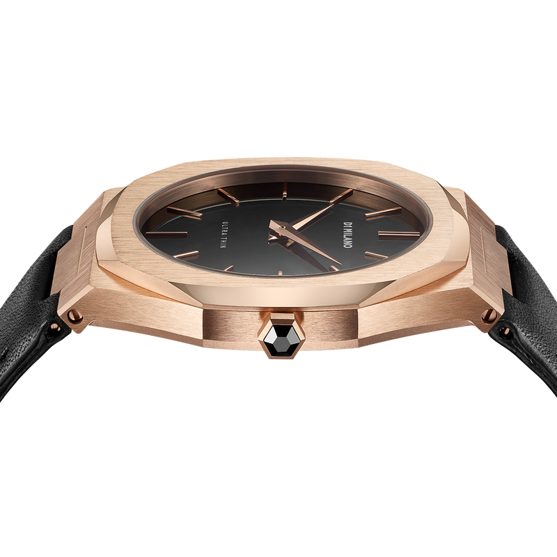 D1 Milano Ultra Slim 40mm Rose Gold Leather Watch