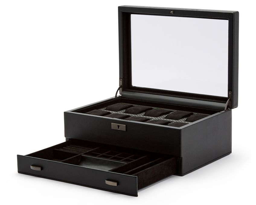 Wolf Axis 10 Piece Watch Box with Drawer Coat