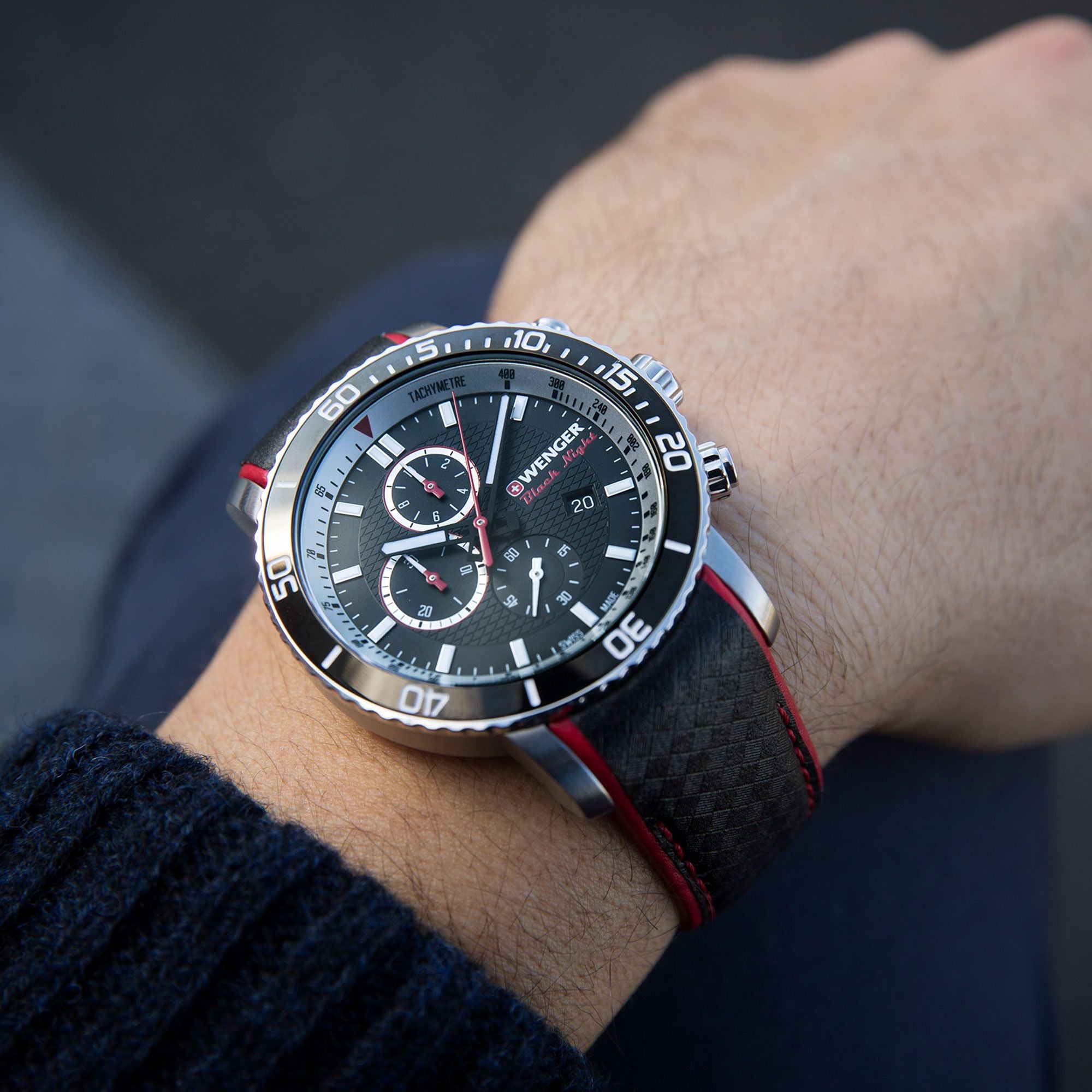 Wenger Roadster Chrono Black Dial Leather Watch 01.1843.105