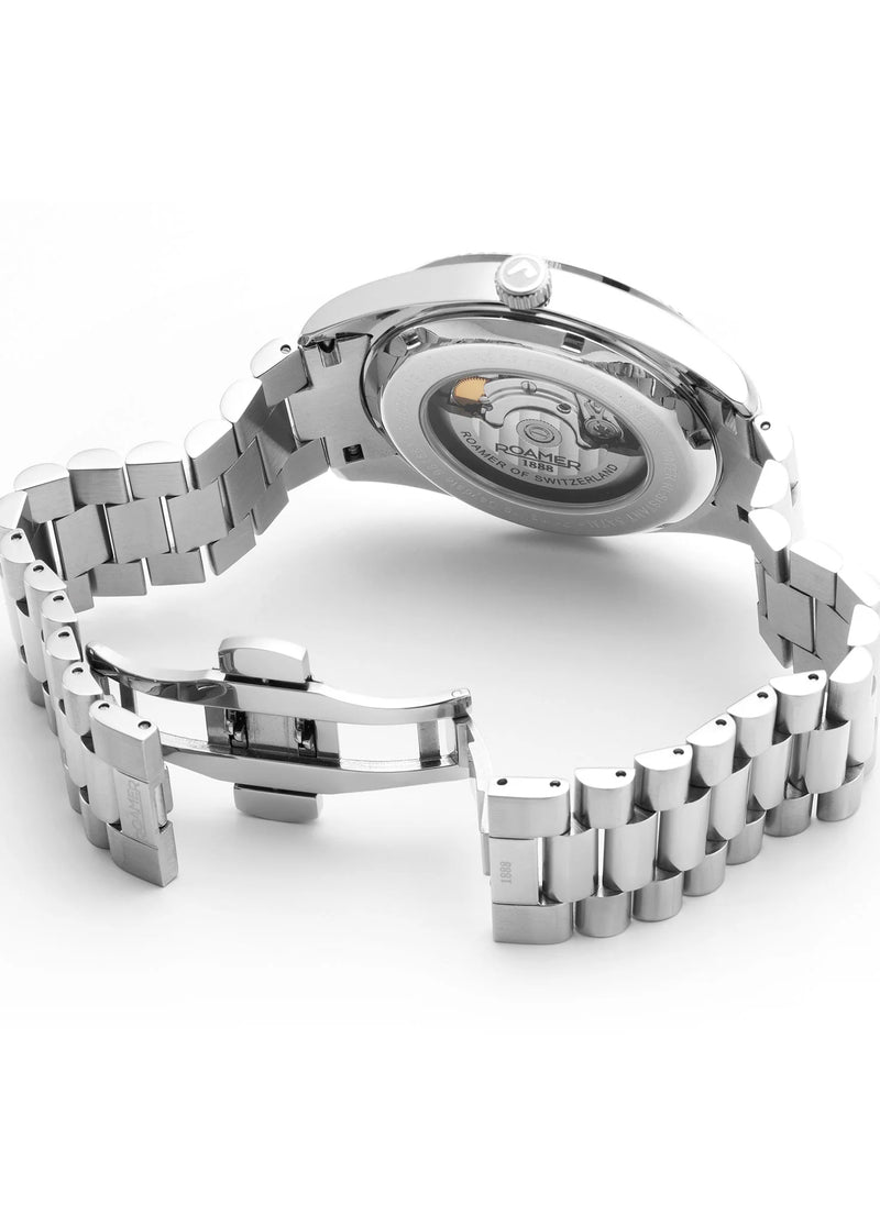 Roamer Primeline Daydate II Silver Bracelet Watch