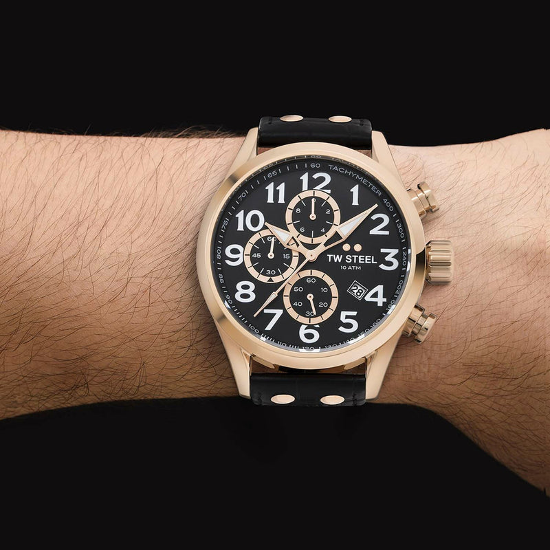 TW Steel Volante 48mm Chronograph Black Leather