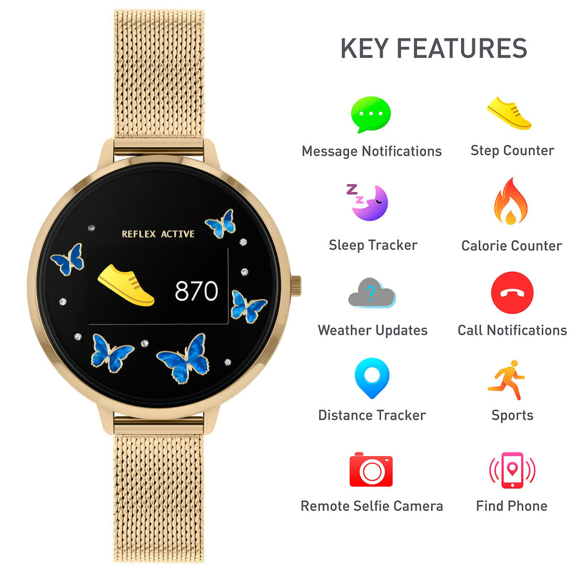Reflex Active Series 3 Gold Butterfly Gold Smart Watch RA03-4070