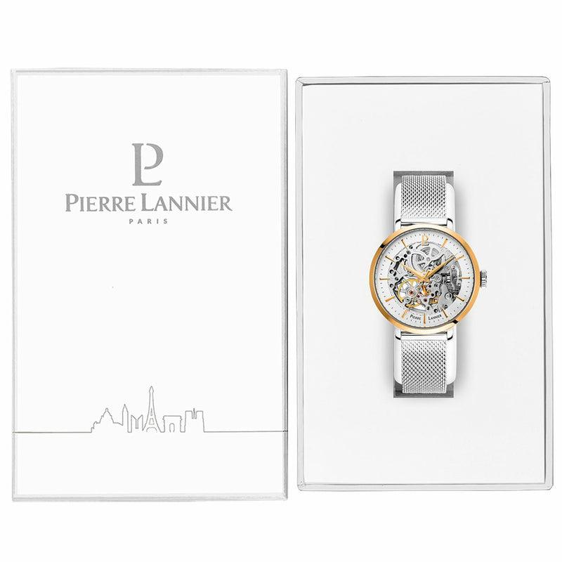 Pierre Lannier Automatic Skeleton Gold White/Silver Mesh