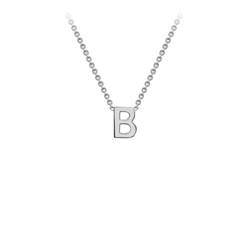 9K White Gold 'B' Initial Adjustable Letter Necklace 38/43cm