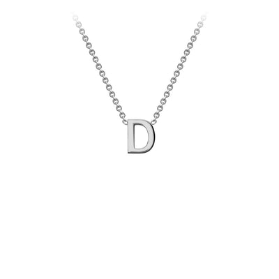 9K White Gold 'D' Initial Adjustable Letter Necklace 38/43cm