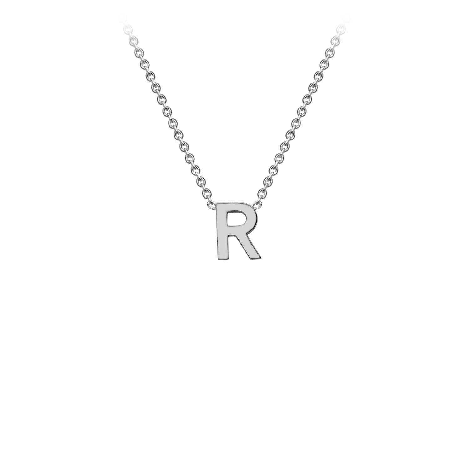 9K White Gold 'R' Initial Adjustable Letter Necklace 38/43cm
