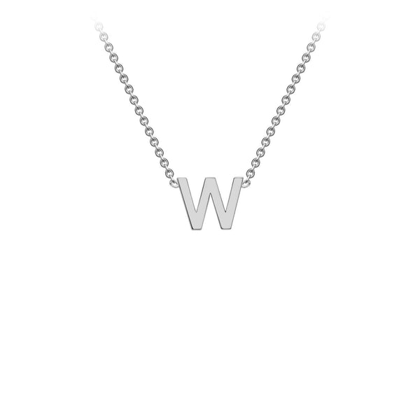 9K White Gold 'W' Initial Adjustable Letter Necklace 38/43cm