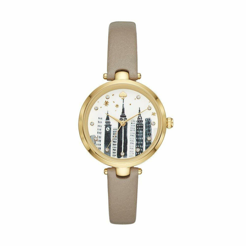 Kate Spade Watches Gold-Tone And Clocktower Gray Leather Holland Watch