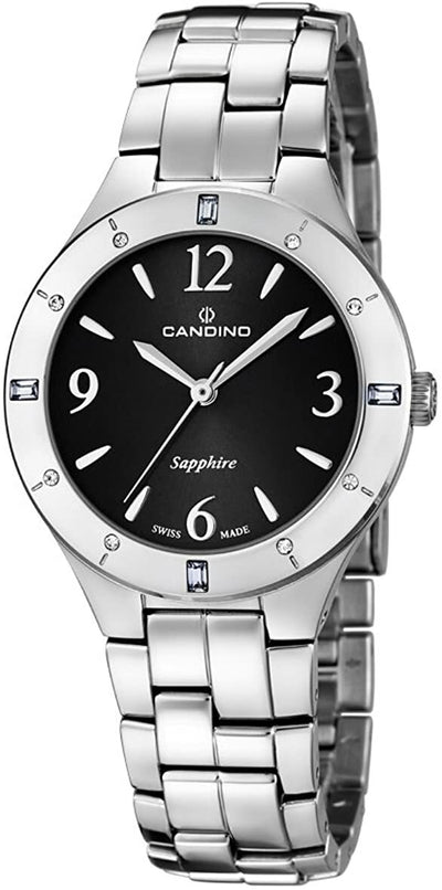 Candino Quartz with Black Dial and Stainless Steel Womens Watch
