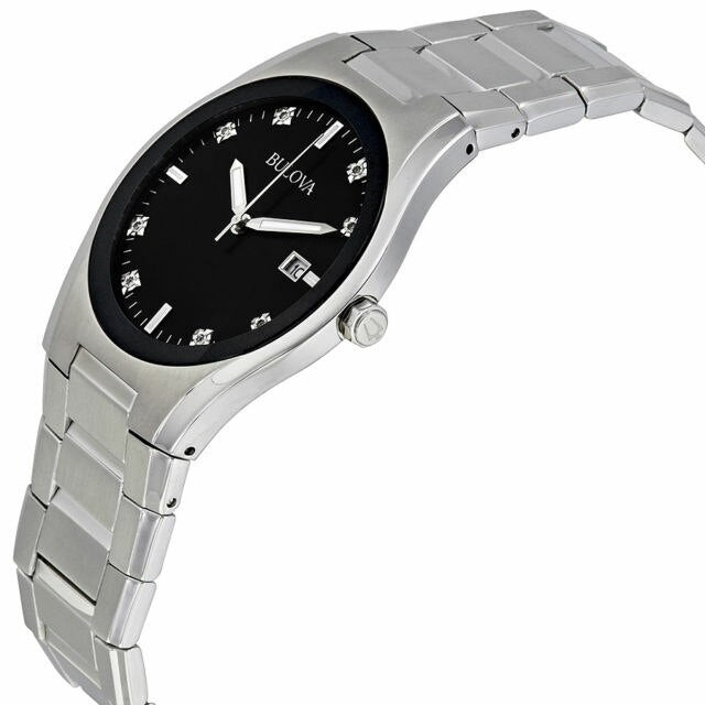 Bulova Black Dial Stainless Steel Mens Watch