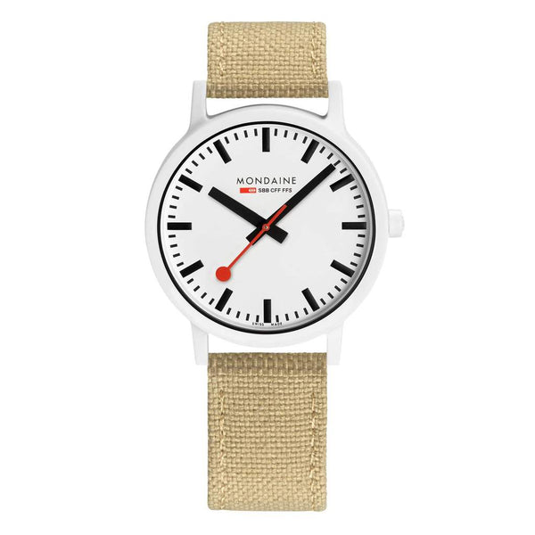 Mondaine Essence Silver Green Strap Watch MS1.41110.LS