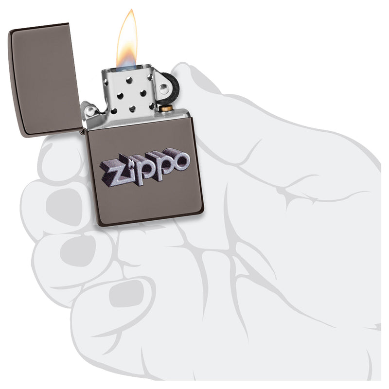 Zippo 3D Logo Black Ice Lighter