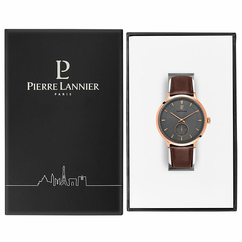 Pierre Lannier Allure Rose Gold Grey/Brown Leather 