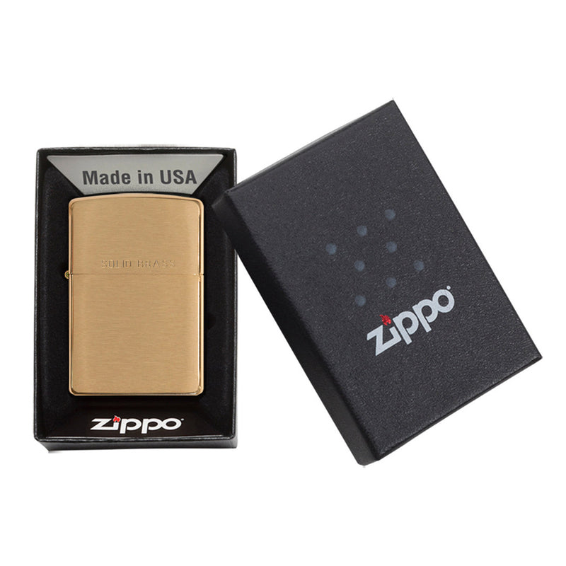 Zippo 204 Brush Finish Brass with Solid Brass Etch Lighter