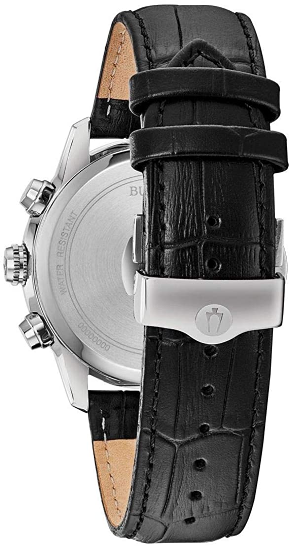 Bulova Sutton Classic Automatic Black Leather Band Mens Watch 96B310