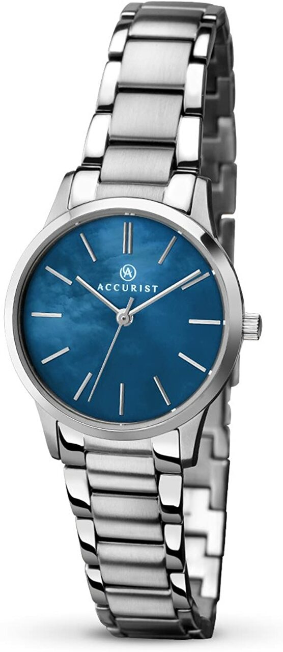 Accurist Stainless Steel Bracelet and Blue Mother of Pearl Dial Womens Watch