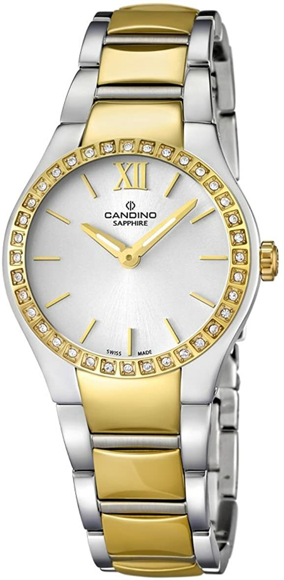 Candino Quartz with White Dial and Gold Stainless Steel Womens Watch