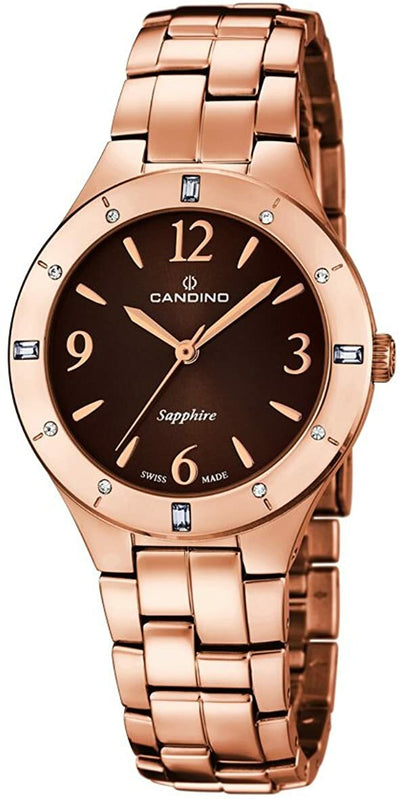 Candino Quartz with Brown Dial and Rose Gold Stainless Steel Womens Watch