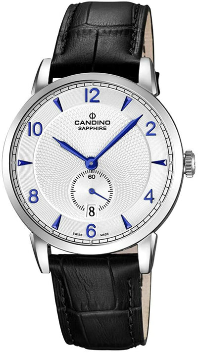 Candino Quartz with White Dial Analogue and Black Leather Strap Mens Watch