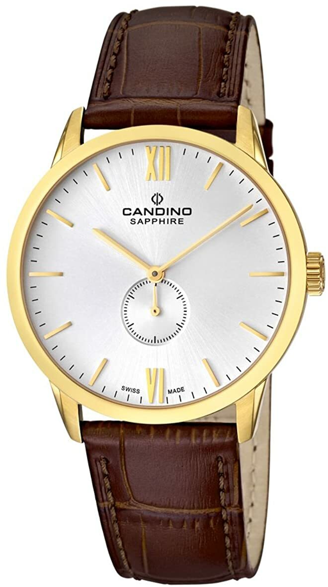 Candino White and Brown Leather Strap Mens Watch