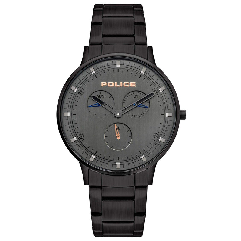 Police Berkeley Charcoal Dial Black Stainless Steel Watch