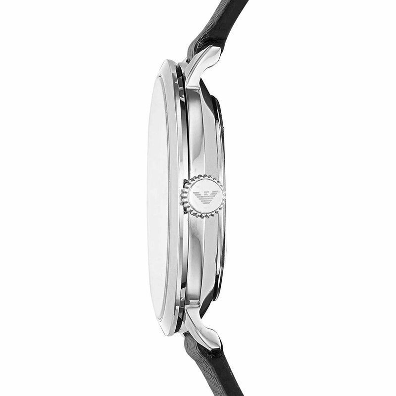 Emporio Armani Women's Elegant Black Leather Watch with Pearl Dial AR11159