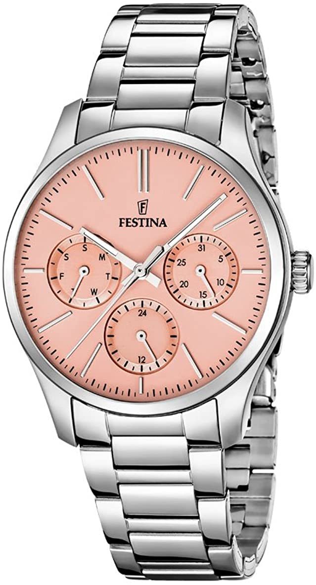 Festina Quartz with Rose Gold Dial and Silver Stainless Steel Womens Watch