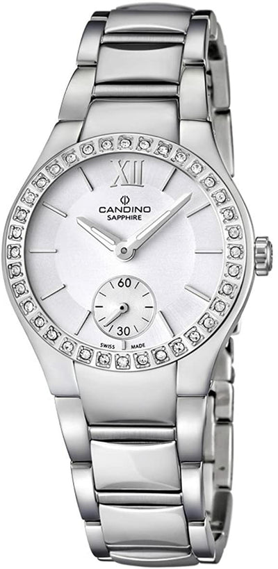 Candino Quartz with White Dial and Silver Stainless Steel Womens Watch