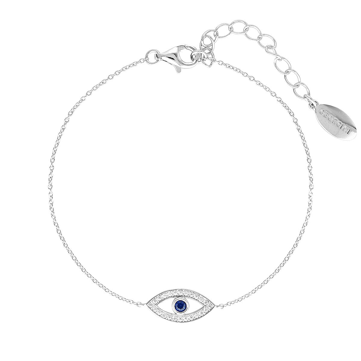 GEORGINI ROCK STAR BLUE EVIL EYE SILVER BRACELET