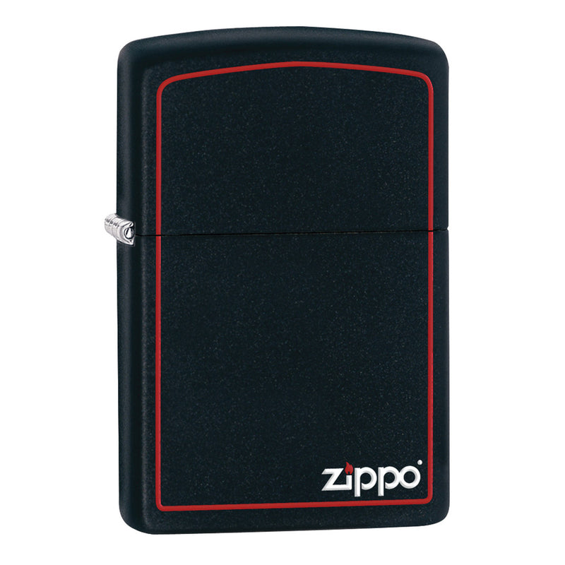 Zippo 218ZB Black Matte with Zippo Print and Border Lighter