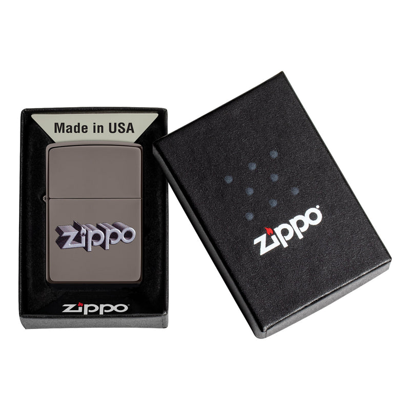 Zippo 3D Logo Black Ice Lighter