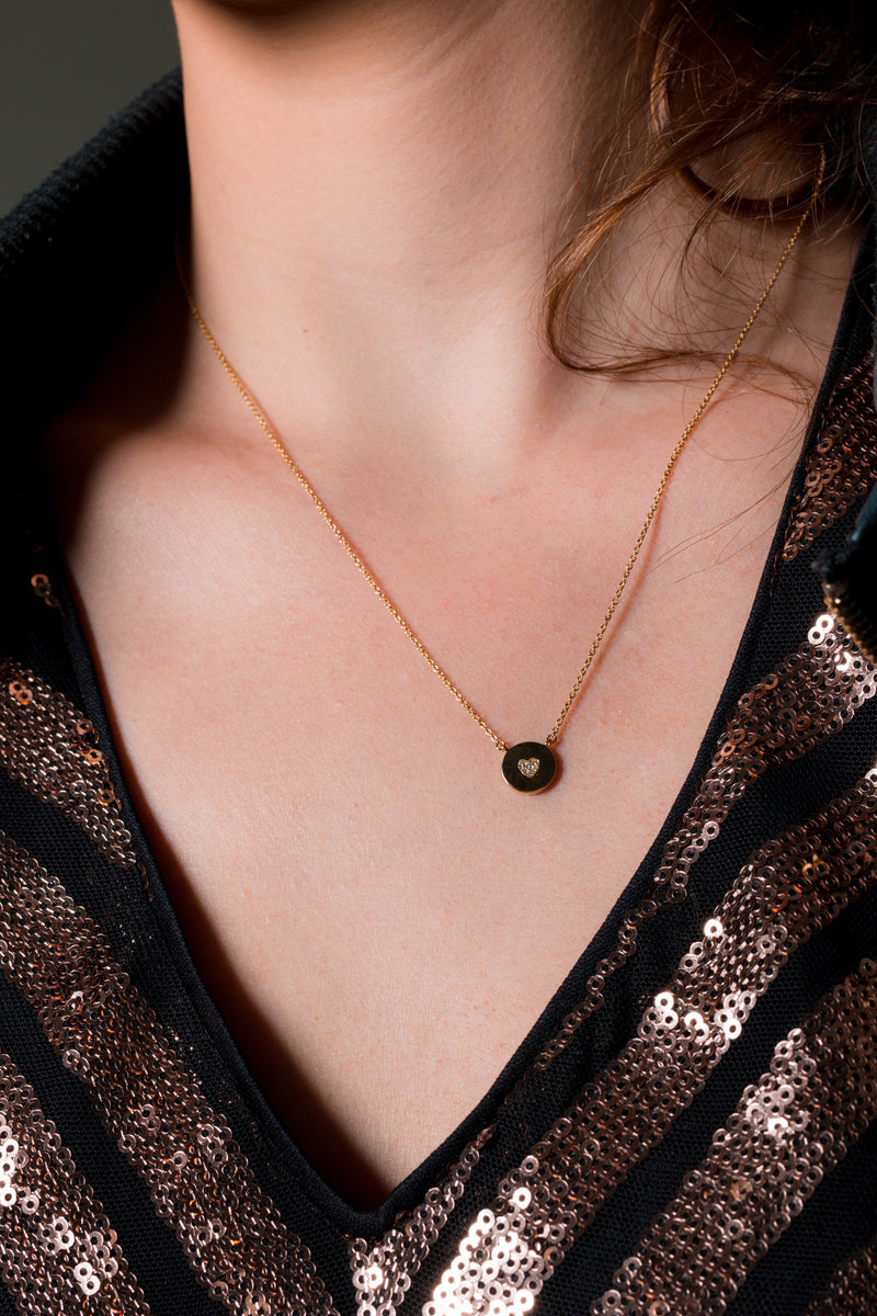 GEORGINI ROCK STAR HEART DISC GOLD PENDANT