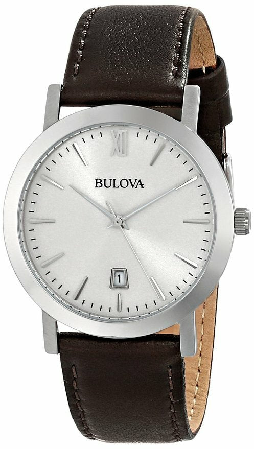 Bulova Unisex 96B217 Stainless Steel Watch With Brown Leather Band