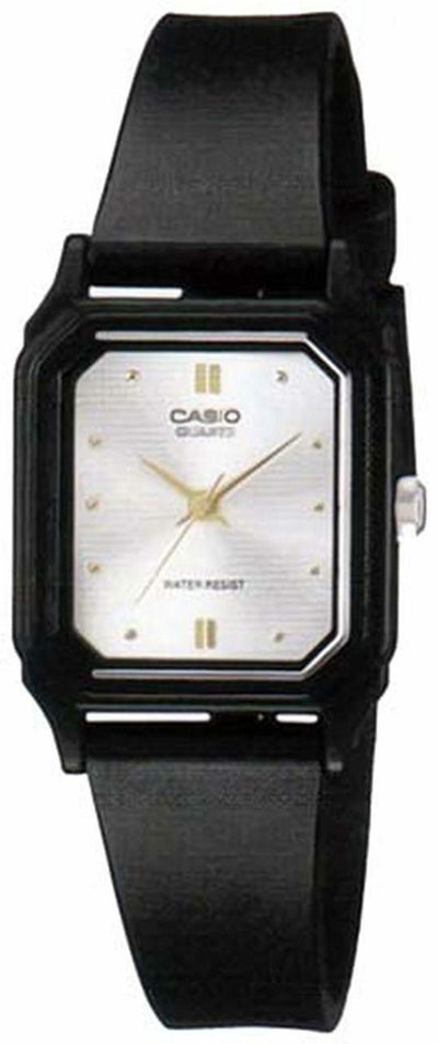 Casio Womens Lq142E-7A Black Resin Quartz Watch With White Dial